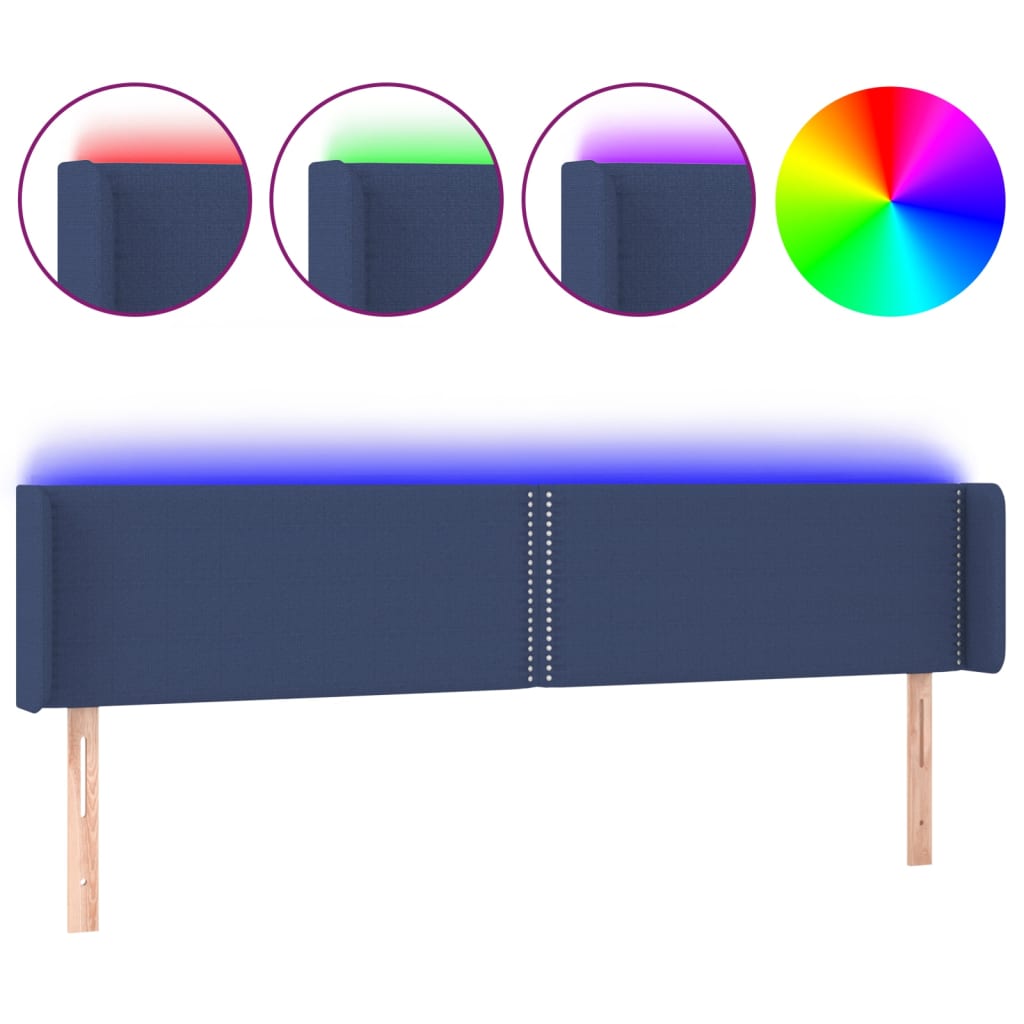 Tête de lit à LED Bleu 203x16x78/88 cm Tissu - XIOS