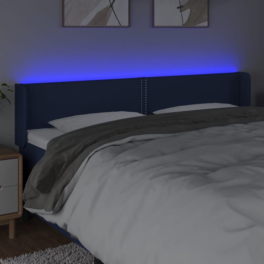 Tête de lit à LED Bleu 203x16x78/88 cm Tissu - XIOS