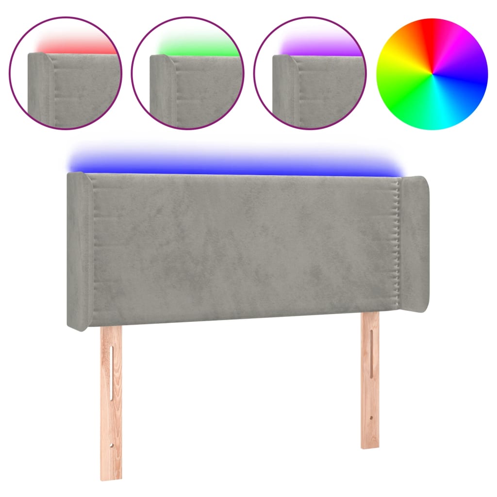 Tête de lit à LED Gris clair 83x16x78/88 cm Velours - XIOS