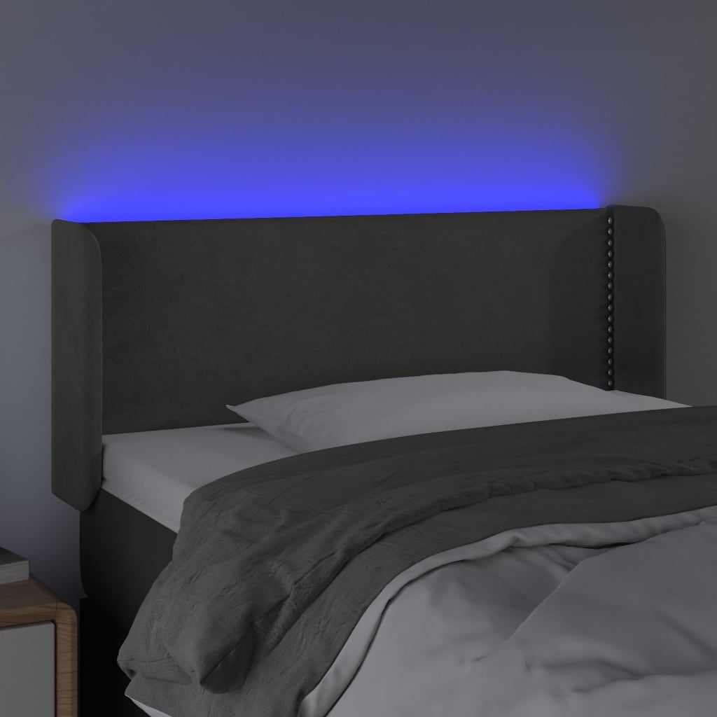 Tête de lit à LED Gris foncé 103x16x78/88 cm Velours - XIOS