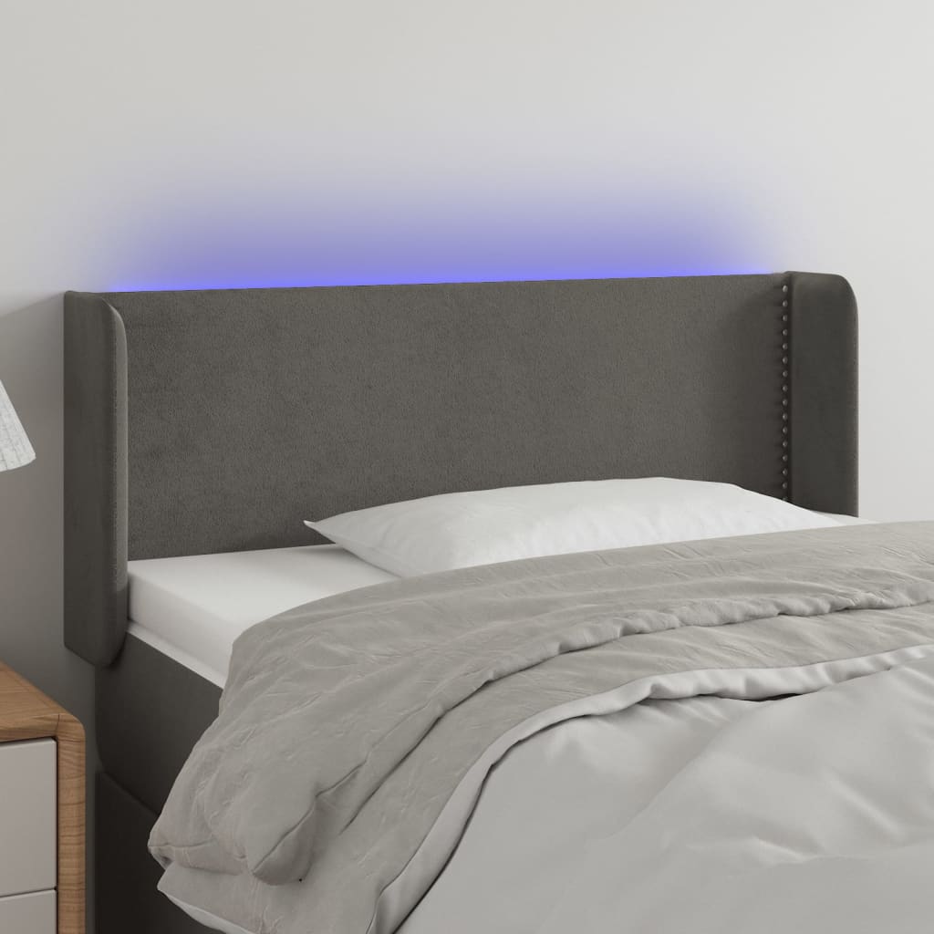 Tête de lit à LED Gris foncé 103x16x78/88 cm Velours - XIOS