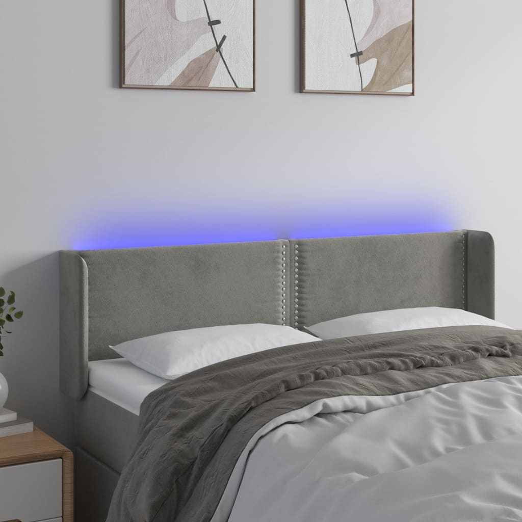 Tête de lit à LED Gris clair 147x16x78/88 cm Velours - XIOS