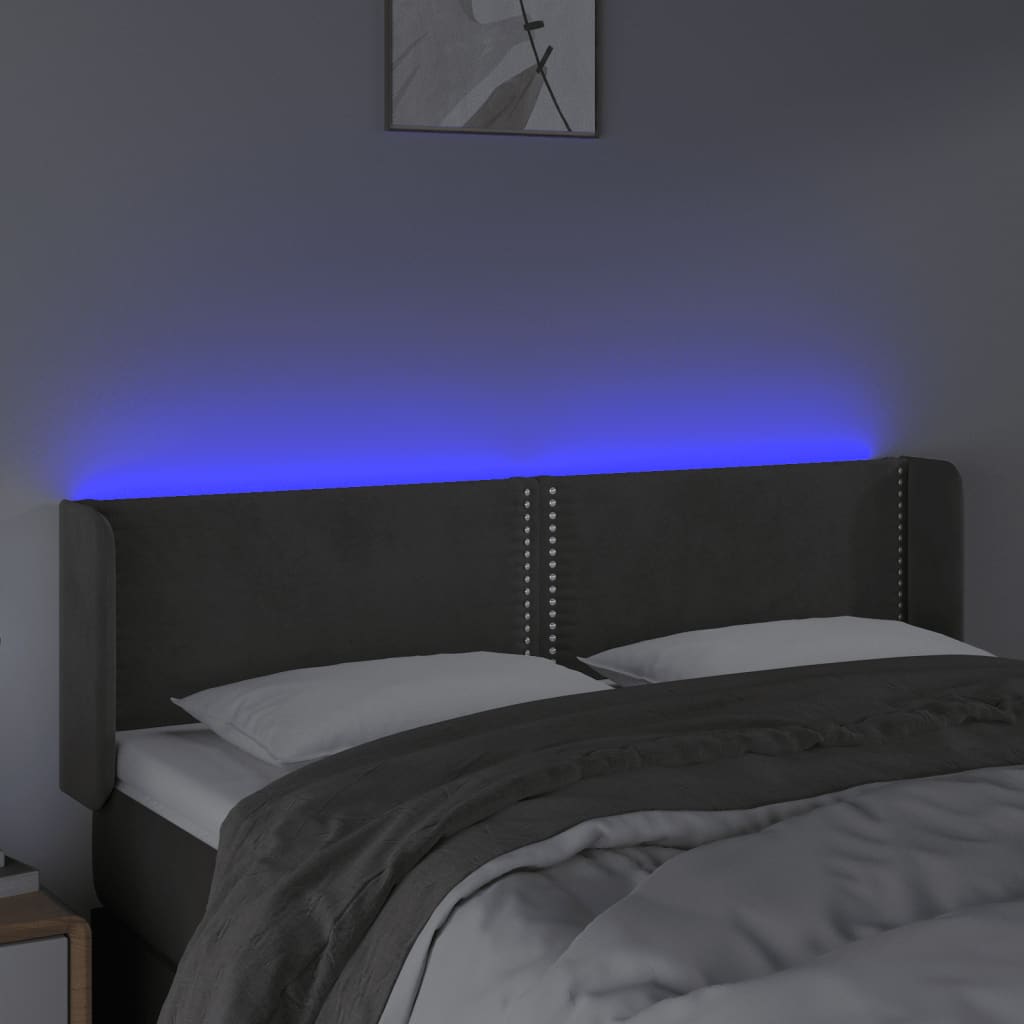 Tête de lit à LED Gris foncé 147x16x78/88 cm Velours - XIOS