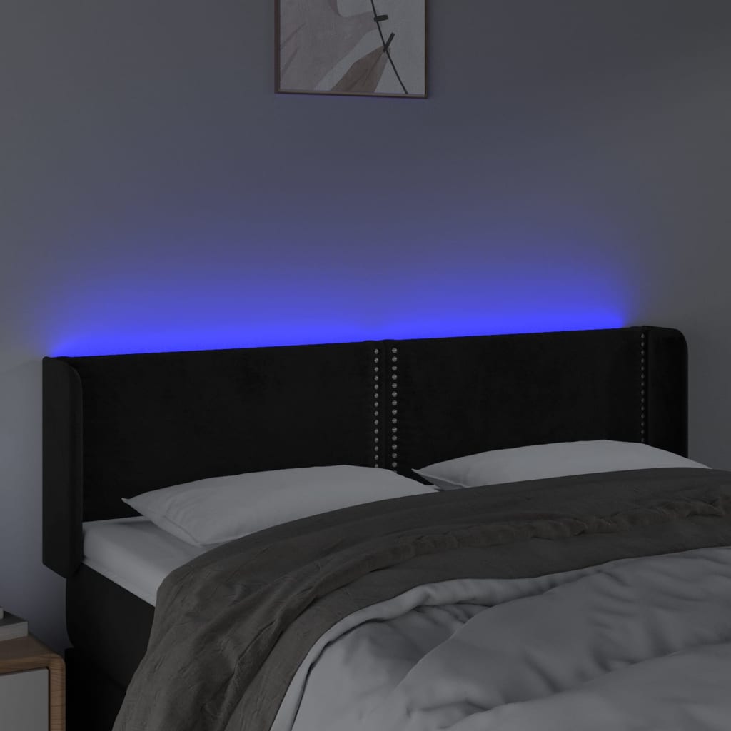 Tête de lit à LED Noir 147x16x78/88 cm Velours - XIOS