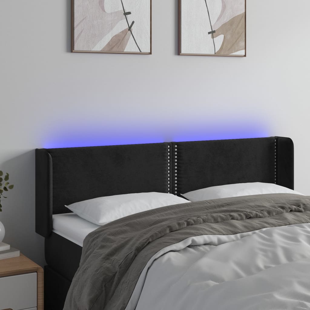 Tête de lit à LED Noir 147x16x78/88 cm Velours - XIOS