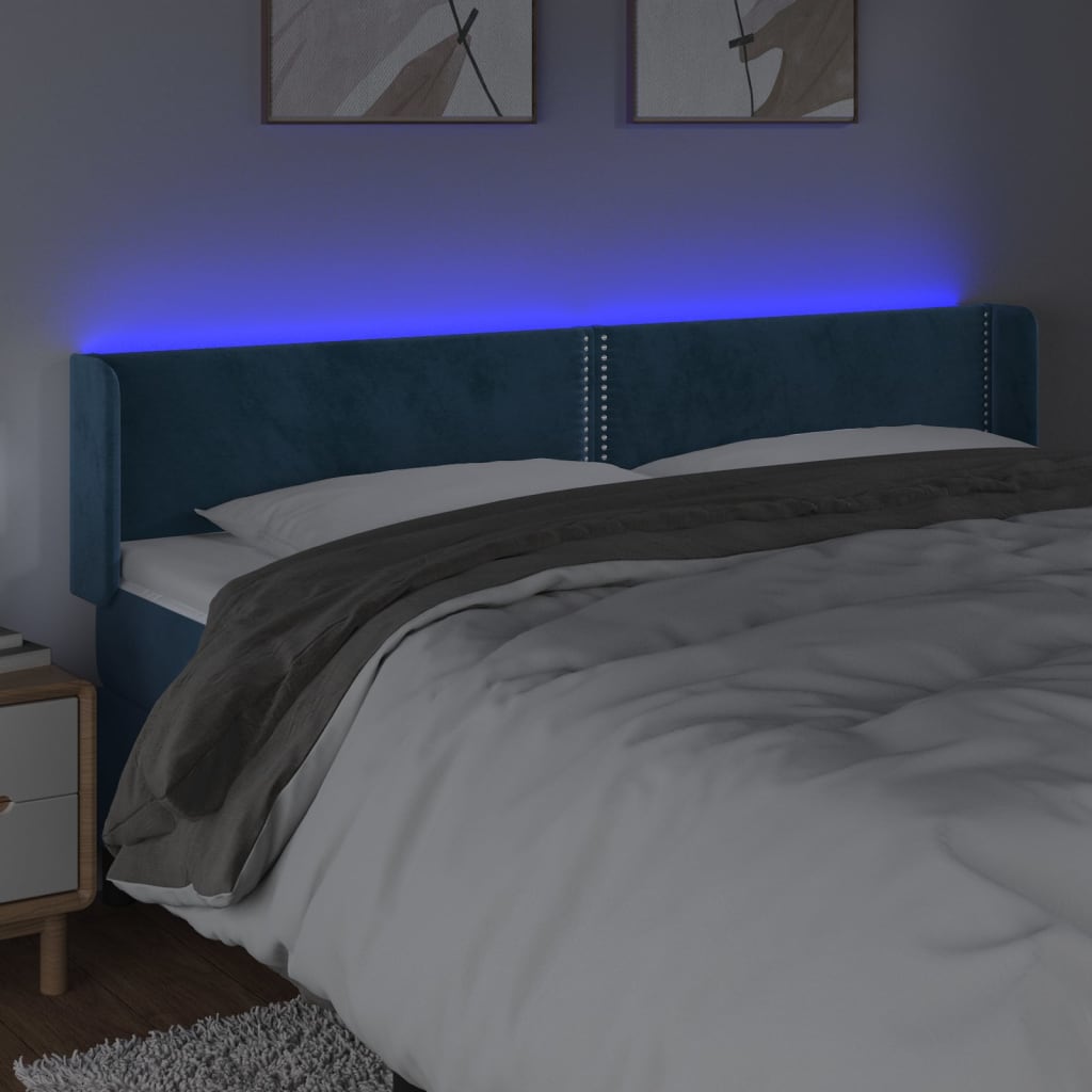 Tête de lit à LED Bleu foncé 163x16x78/88 cm Velours - XIOS