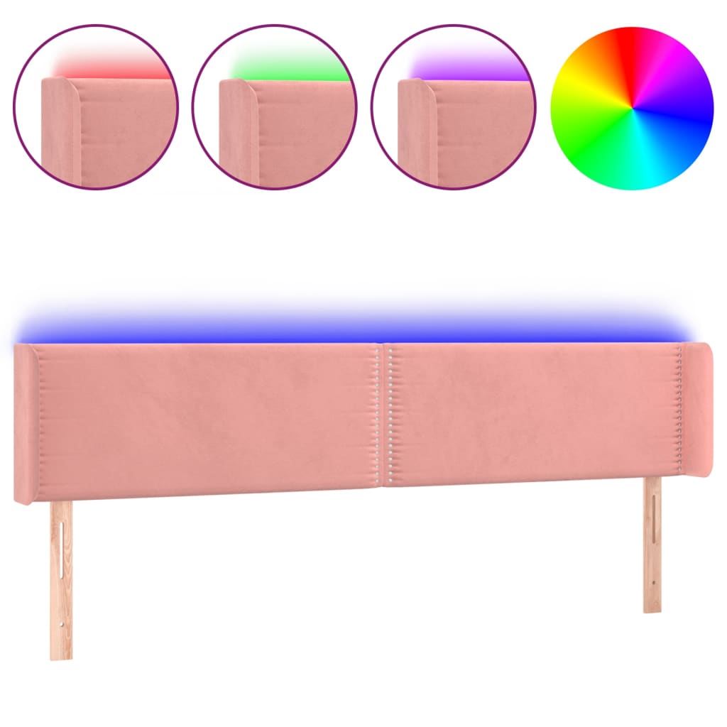 Tête de lit à LED Rose 183x16x78/88 cm Velours - XIOS