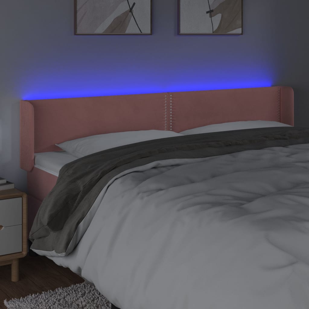 Tête de lit à LED Rose 203x16x78/88 cm Velours - XIOS