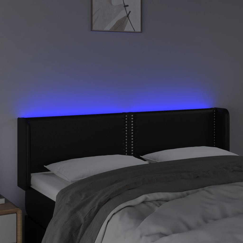 Tête de lit à LED Noir 147x16x78/88 cm Similicuir - XIOS