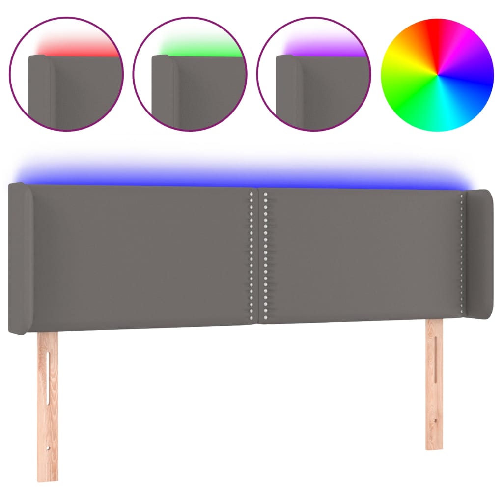 Tête de lit à LED Gris 147x16x78/88 cm Similicuir - XIOS