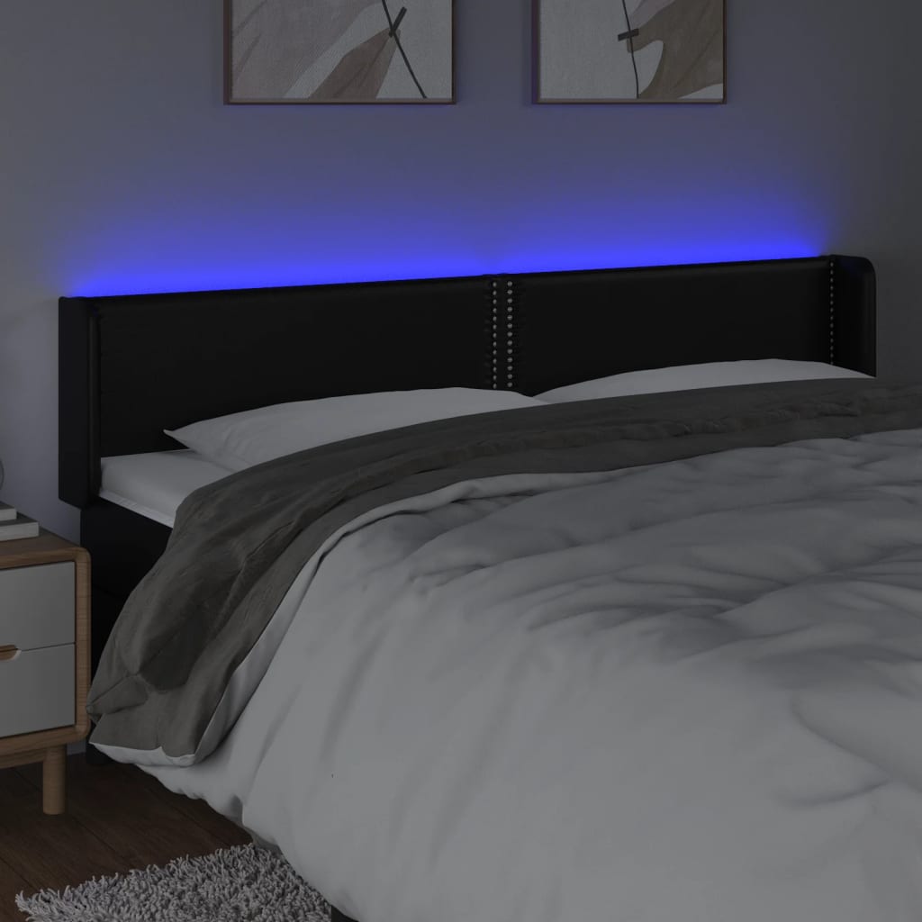 Tête de lit à LED Noir 203x16x78/88 cm Similicuir - XIOS