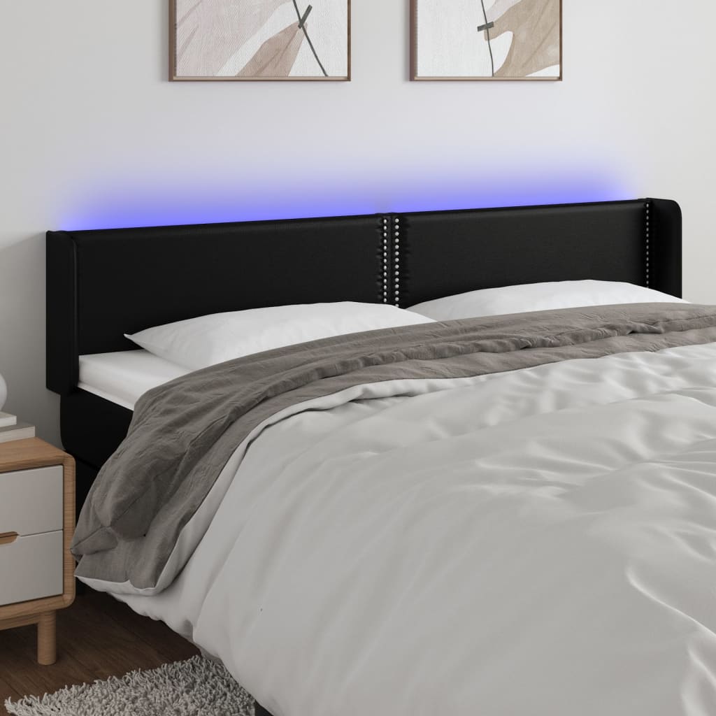 Tête de lit à LED Noir 203x16x78/88 cm Similicuir - XIOS