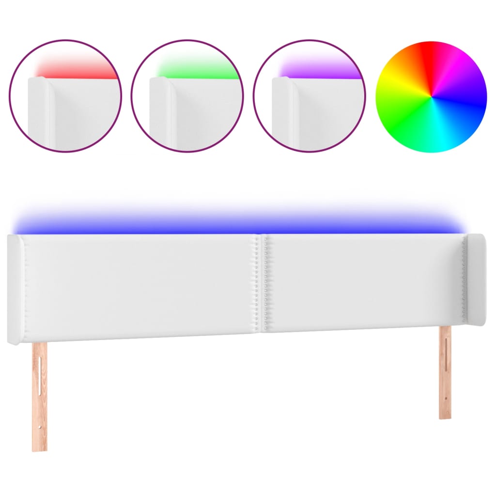 Tête de lit à LED Blanc 203x16x78/88 cm Similicuir - XIOS