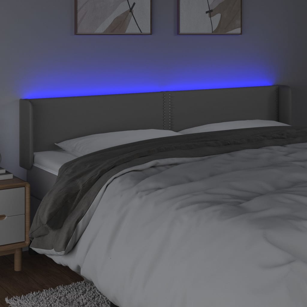 Tête de lit à LED Gris 203x16x78/88 cm Similicuir - XIOS