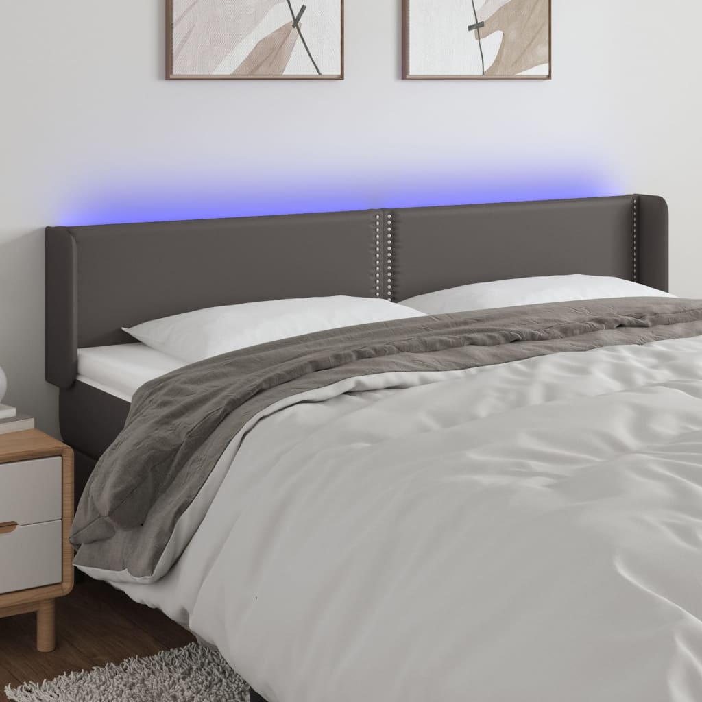 Tête de lit à LED Gris 203x16x78/88 cm Similicuir - XIOS