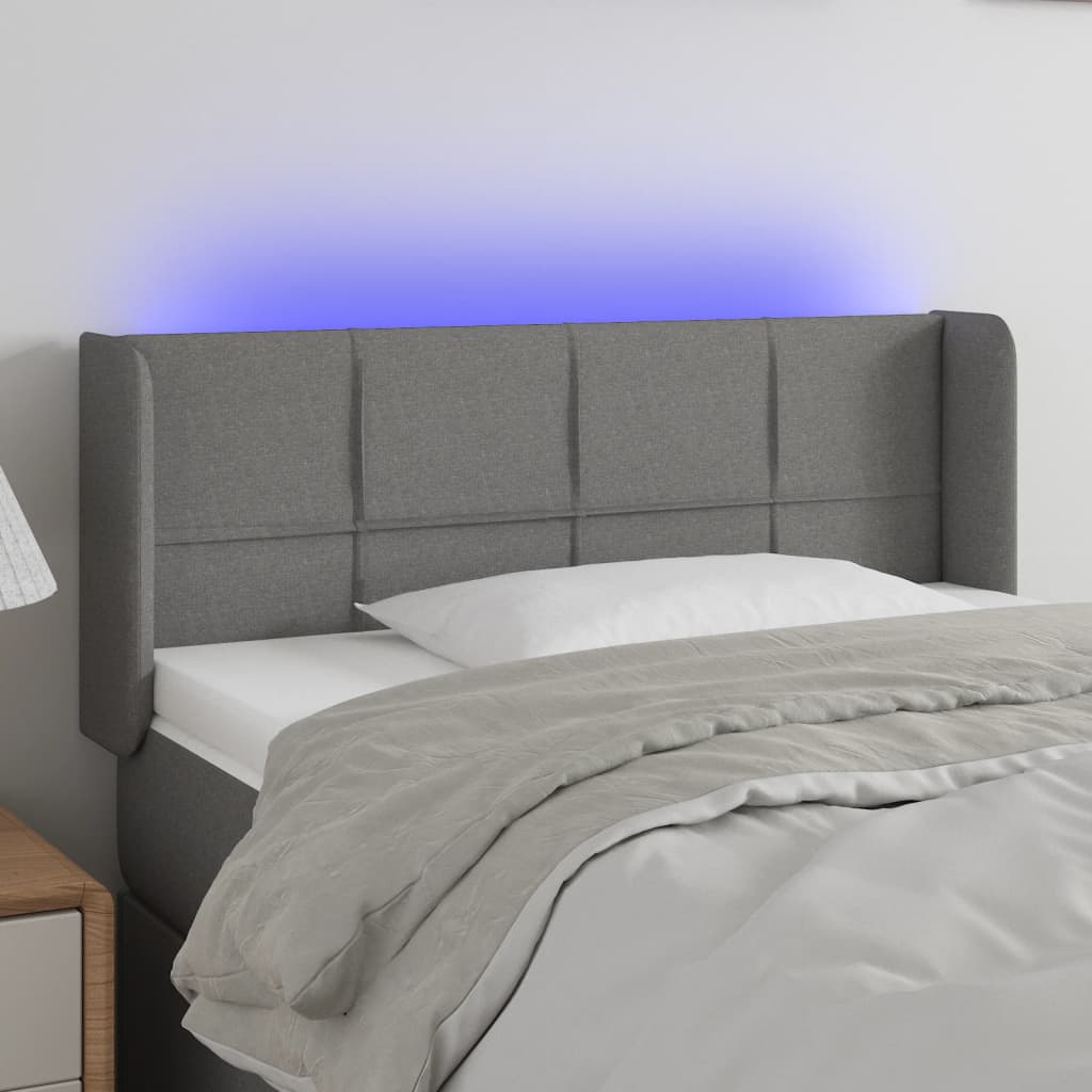 Tête de lit à LED Gris foncé 93x16x78/88 cm Tissu - XIOS