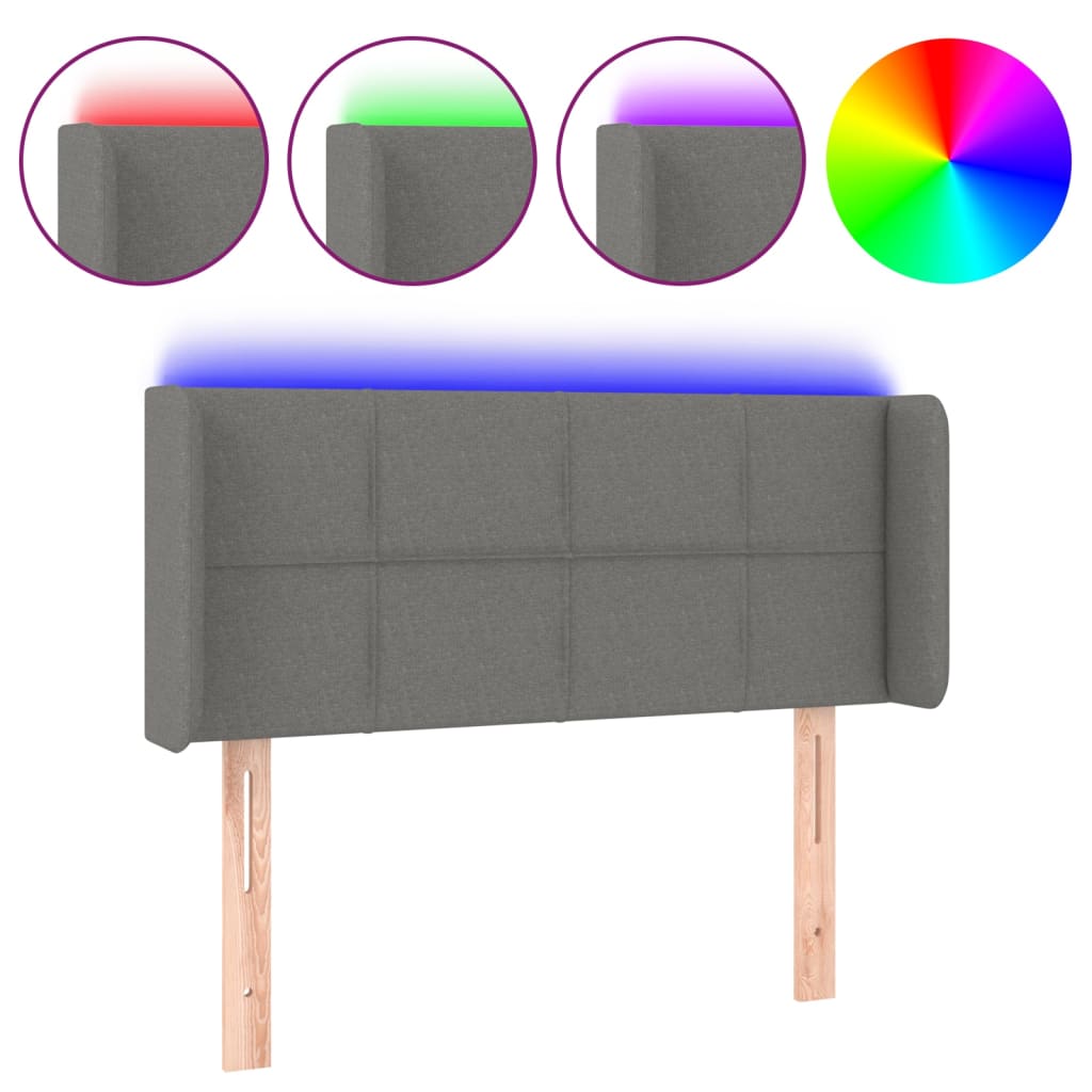 Tête de lit à LED Gris foncé 103x16x78/88 cm Tissu - XIOS
