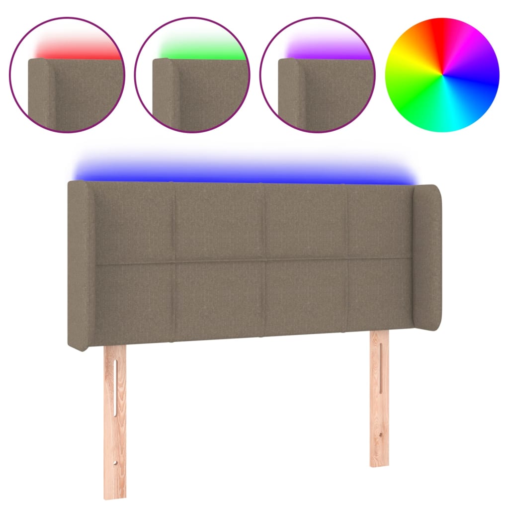 Tête de lit à LED Taupe 103x16x78/88 cm Tissu - XIOS