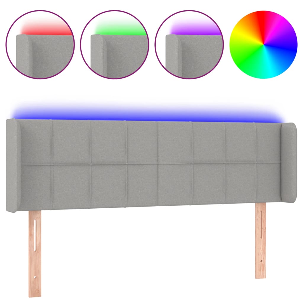 Tête de lit à LED Gris clair 147x16x78/88 cm Tissu - XIOS