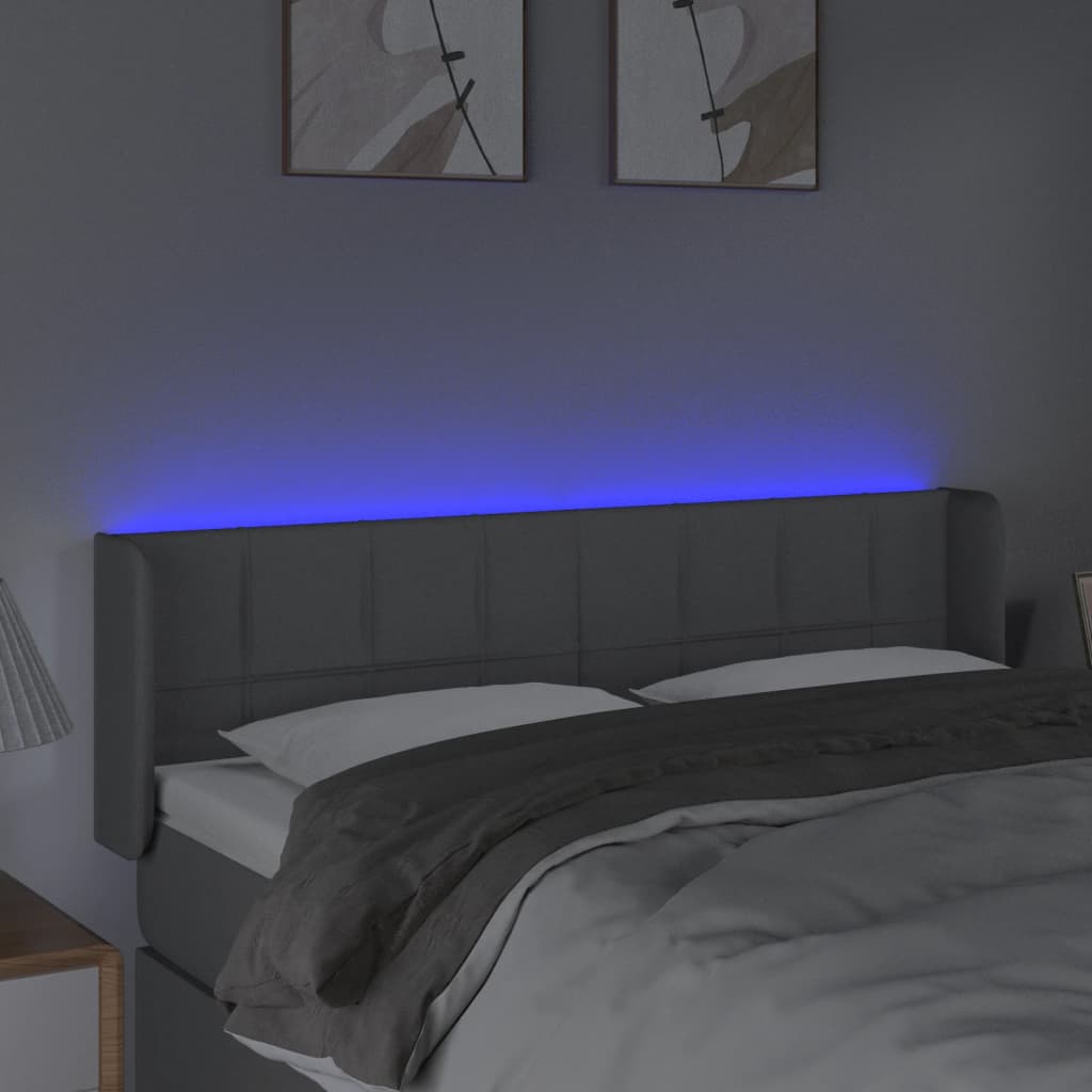 Tête de lit à LED Gris clair 147x16x78/88 cm Tissu - XIOS