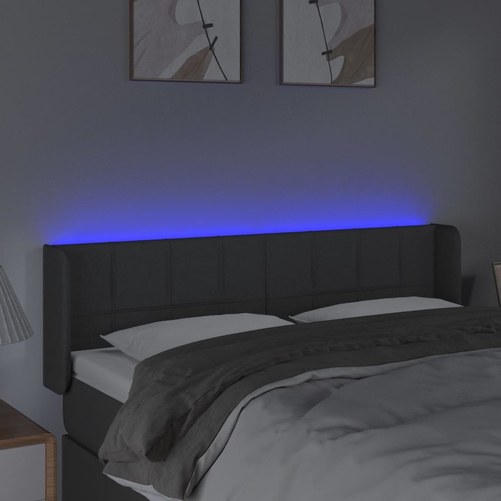 Tête de lit à LED Gris foncé 147x16x78/88 cm Tissu - XIOS