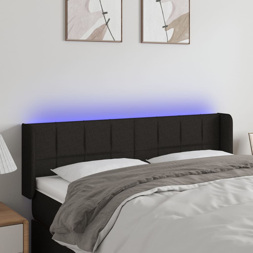 Tête de lit à LED Noir 147x16x78/88 cm Tissu - XIOS