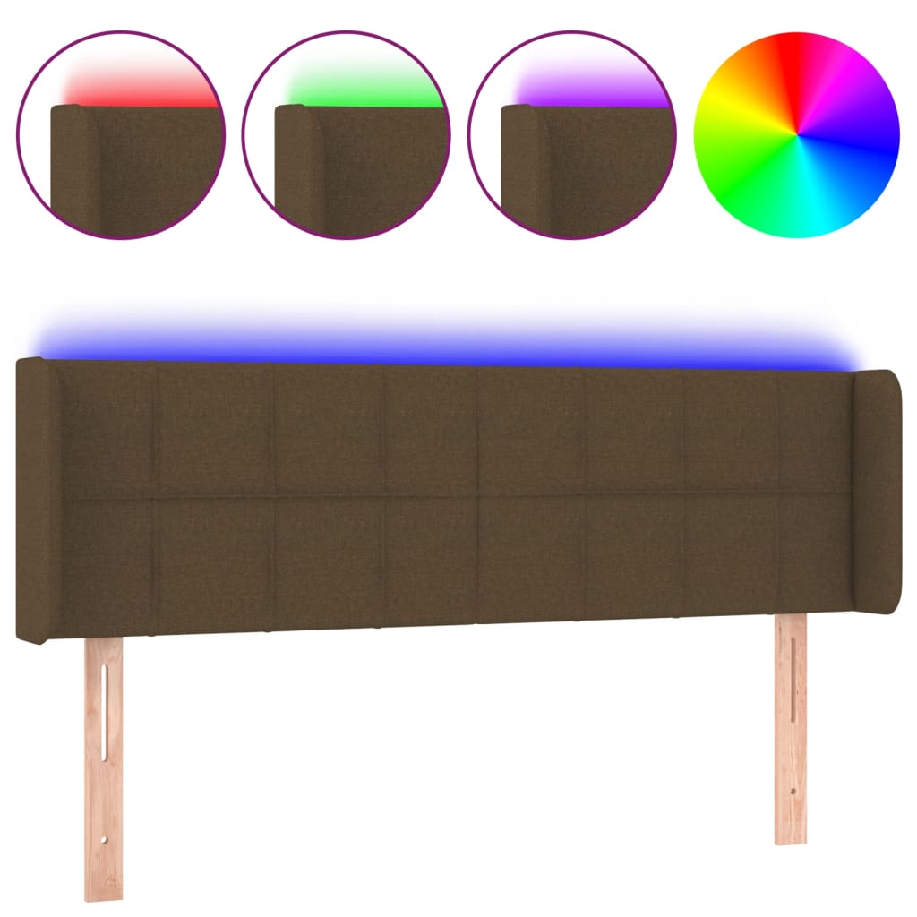 Tête de lit à LED Marron foncé 147x16x78/88 cm Tissu - XIOS