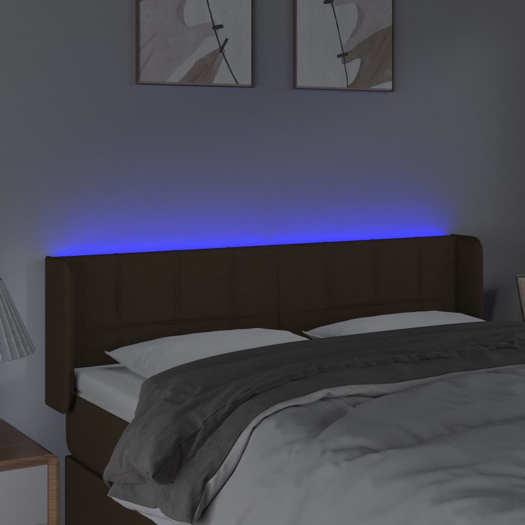 Tête de lit à LED Marron foncé 147x16x78/88 cm Tissu - XIOS