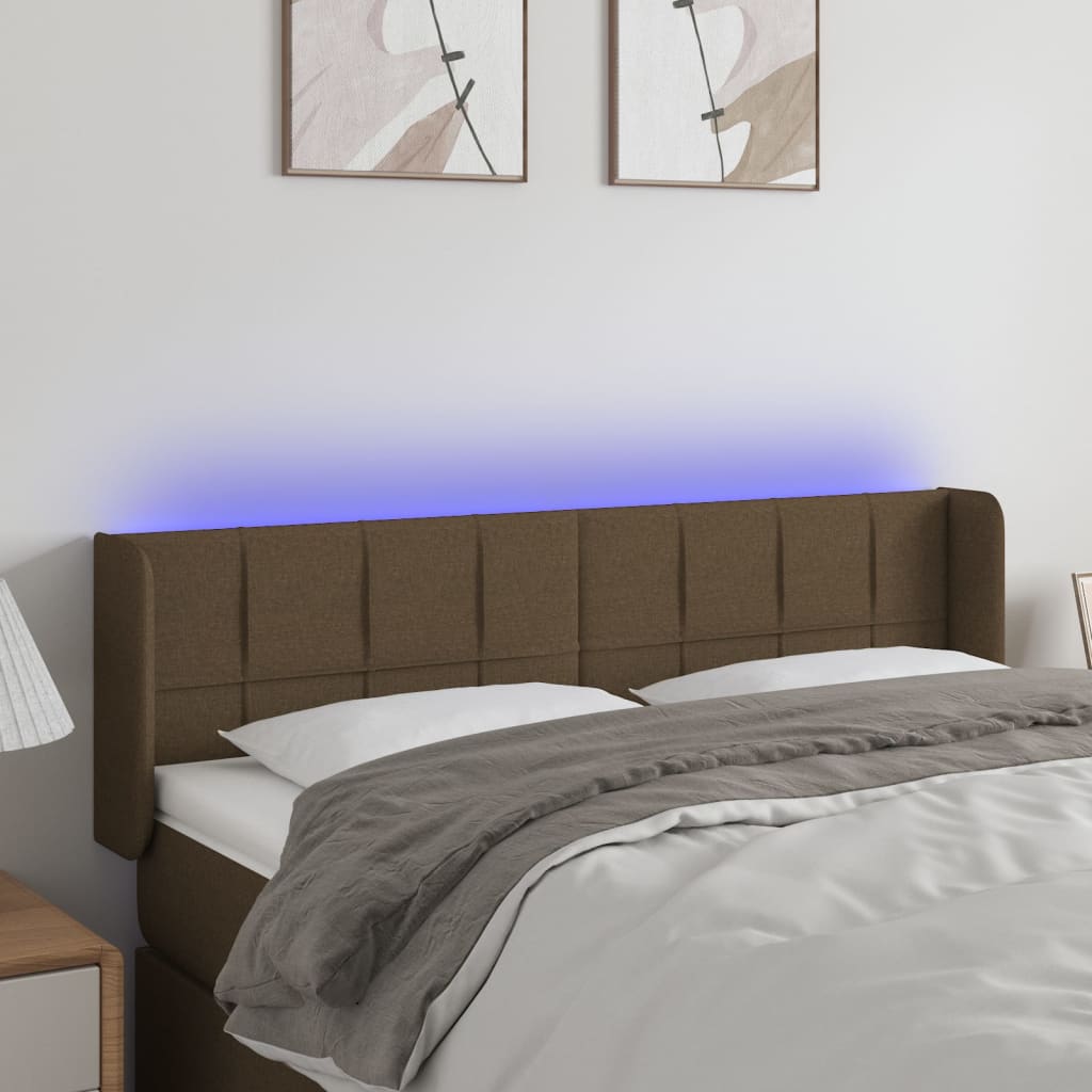 Tête de lit à LED Marron foncé 147x16x78/88 cm Tissu - XIOS