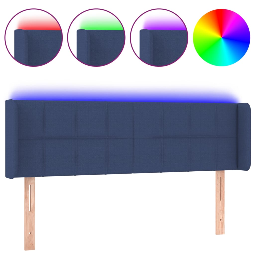 Tête de lit à LED Bleu 147x16x78/88 cm Tissu - XIOS