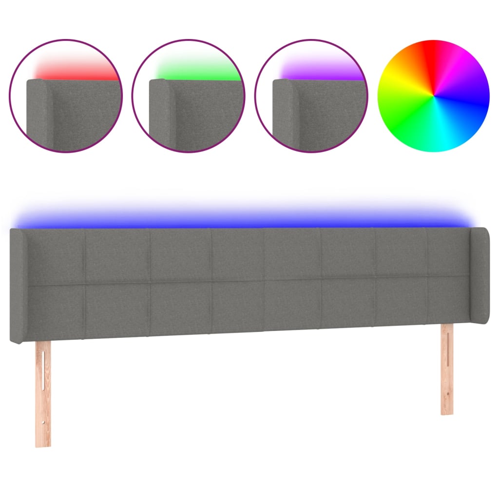 Tête de lit à LED Gris foncé 183x16x78/88 cm Tissu - XIOS