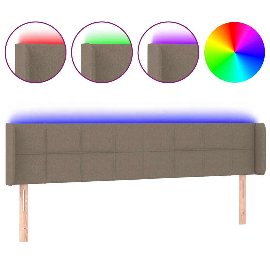 Tête de lit à LED Taupe 183x16x78/88 cm Tissu - XIOS