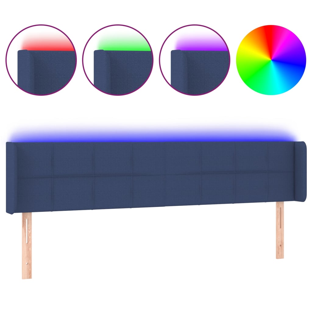 Tête de lit à LED Bleu 183x16x78/88 cm Tissu - XIOS