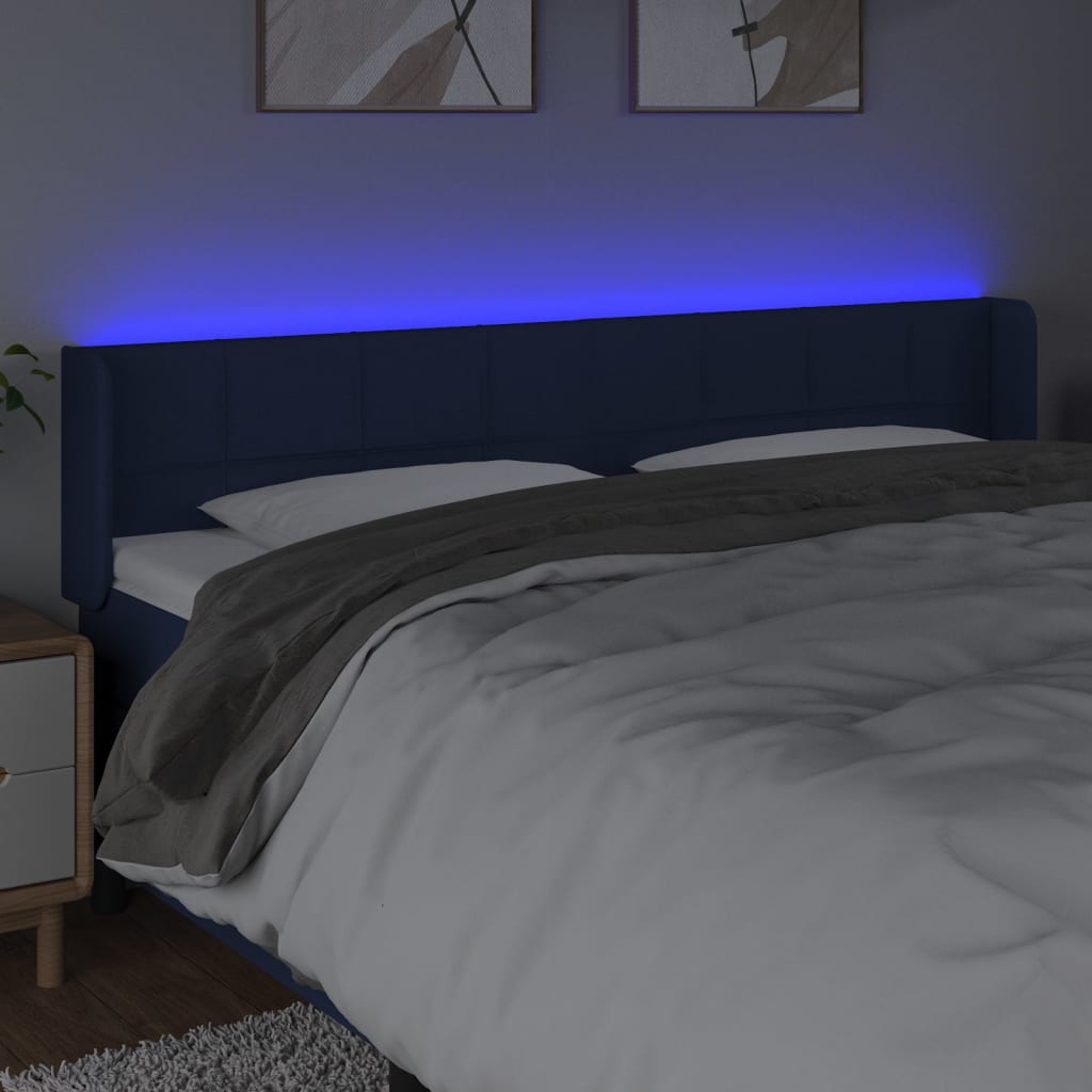 Tête de lit à LED Bleu 183x16x78/88 cm Tissu - XIOS
