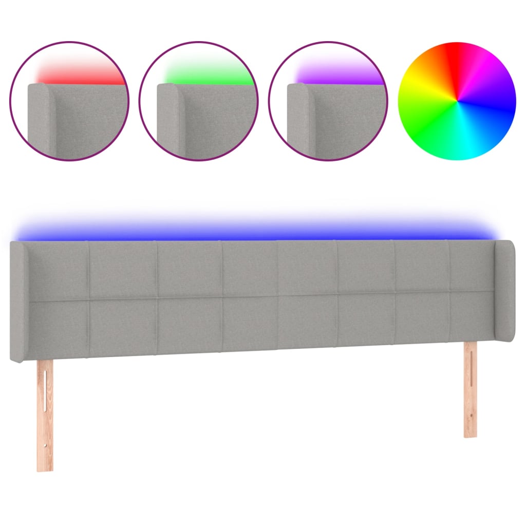 Tête de lit à LED Gris clair 203x16x78/88 cm Tissu - XIOS
