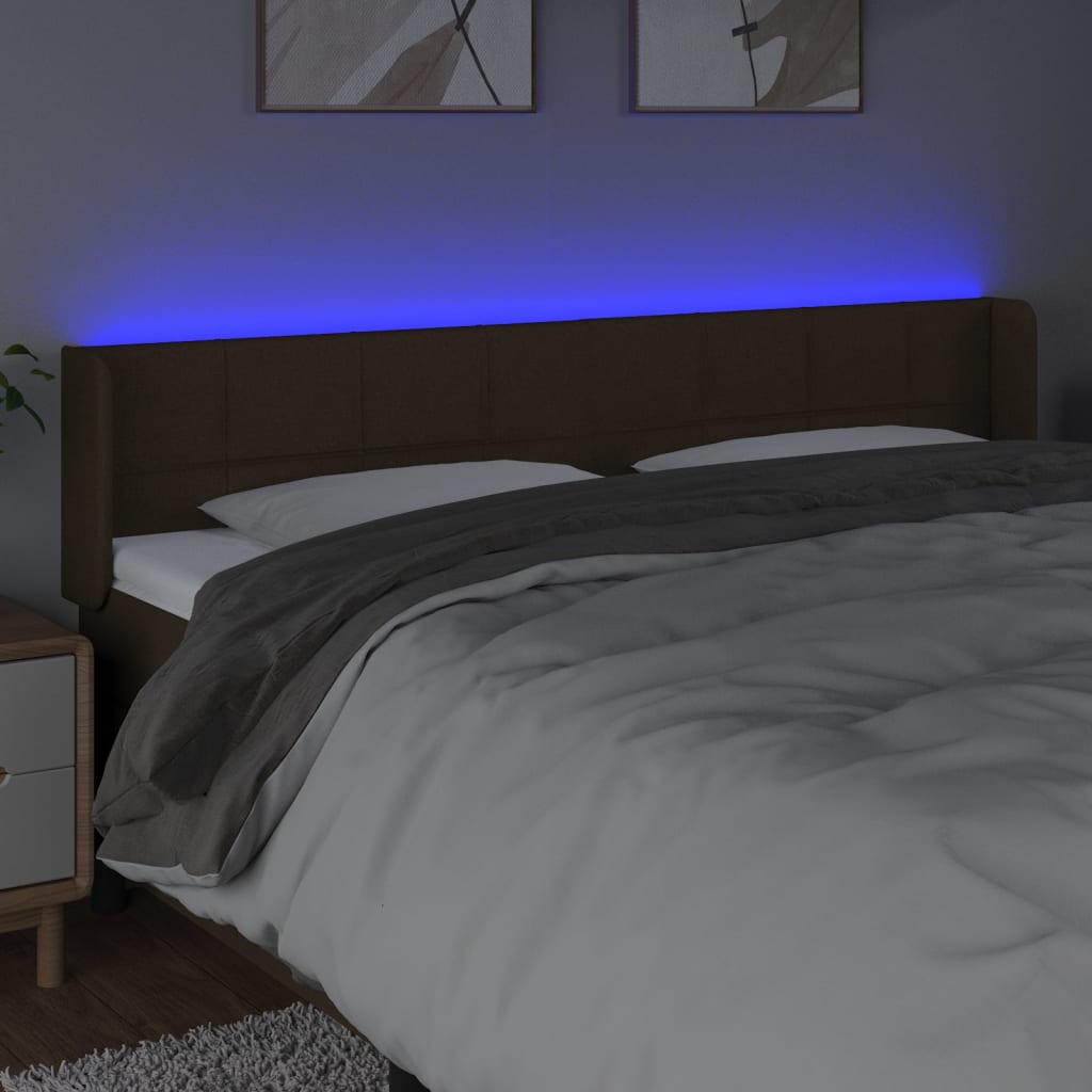 Tête de lit à LED Marron foncé 203x16x78/88 cm Tissu - XIOS