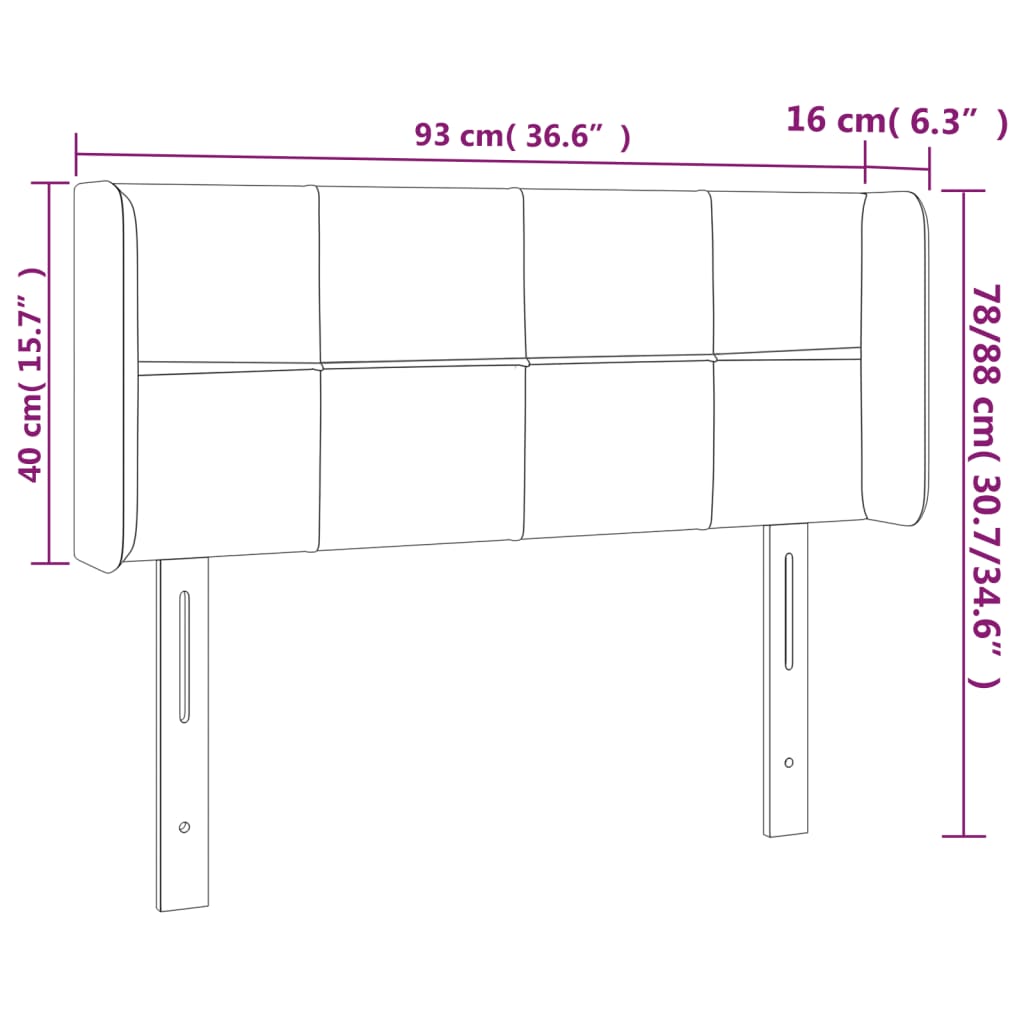 Tête de lit à LED Gris foncé 93x16x78/88 cm Velours - XIOS