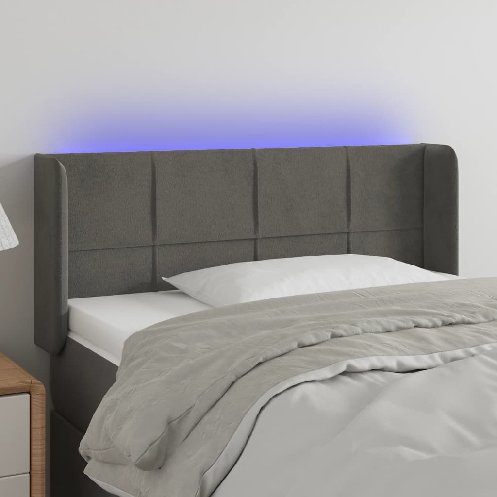 Tête de lit à LED Gris foncé 93x16x78/88 cm Velours - XIOS