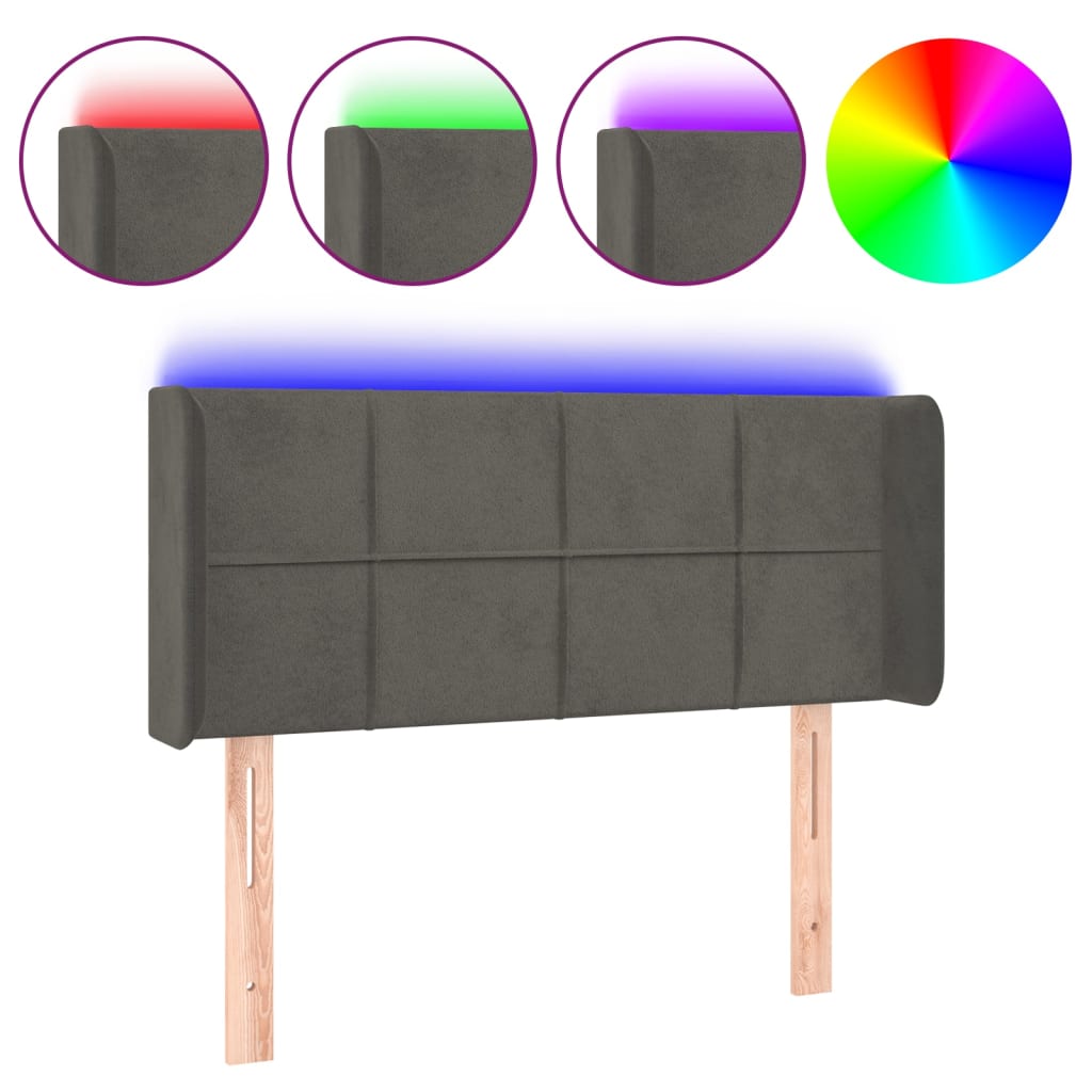 Tête de lit à LED Gris foncé 103x16x78/88 cm Velours - XIOS