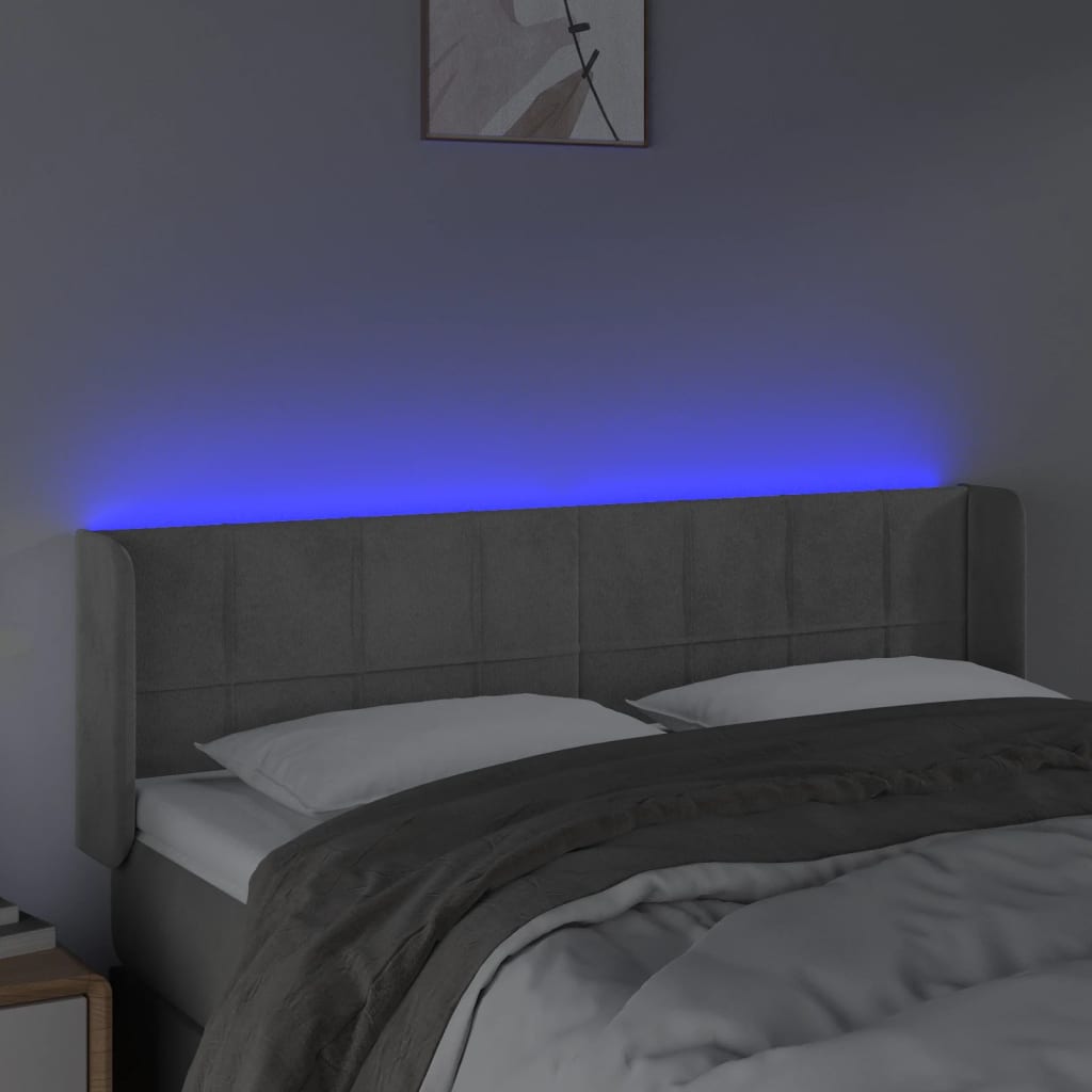 Tête de lit à LED Gris clair 147x16x78/88 cm Velours - XIOS