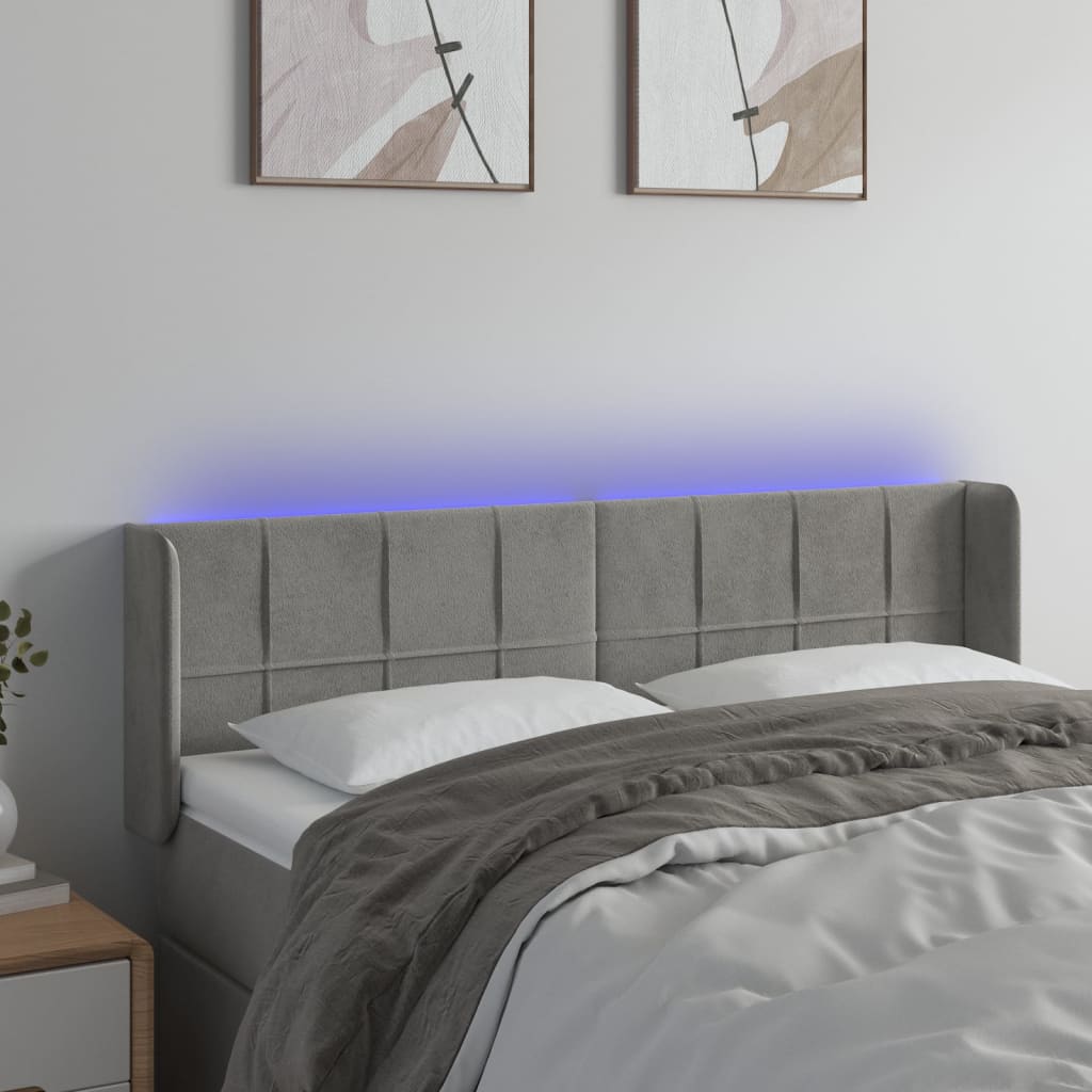 Tête de lit à LED Gris clair 147x16x78/88 cm Velours - XIOS