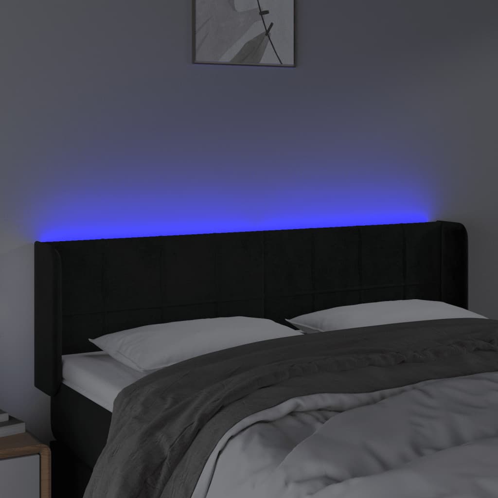 Tête de lit à LED Noir 147x16x78/88 cm Velours - XIOS