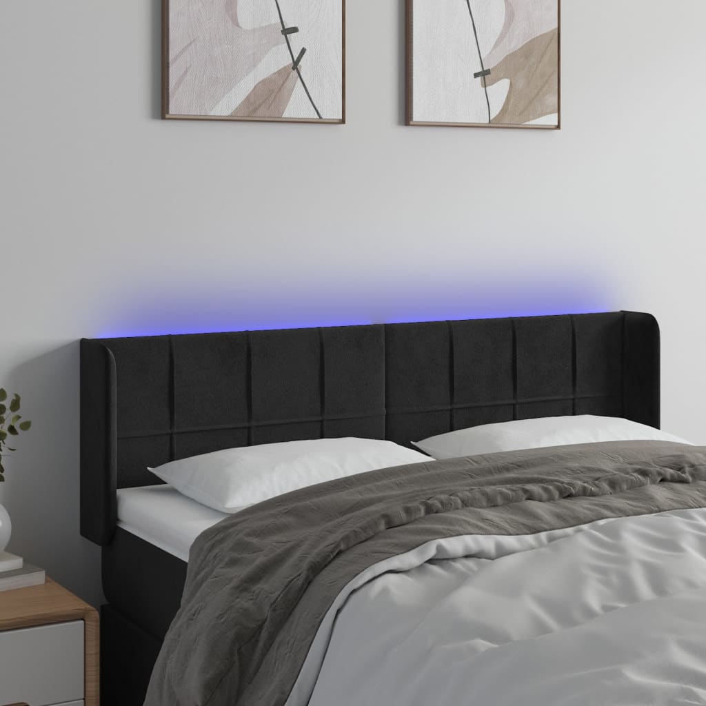 Tête de lit à LED Noir 147x16x78/88 cm Velours - XIOS
