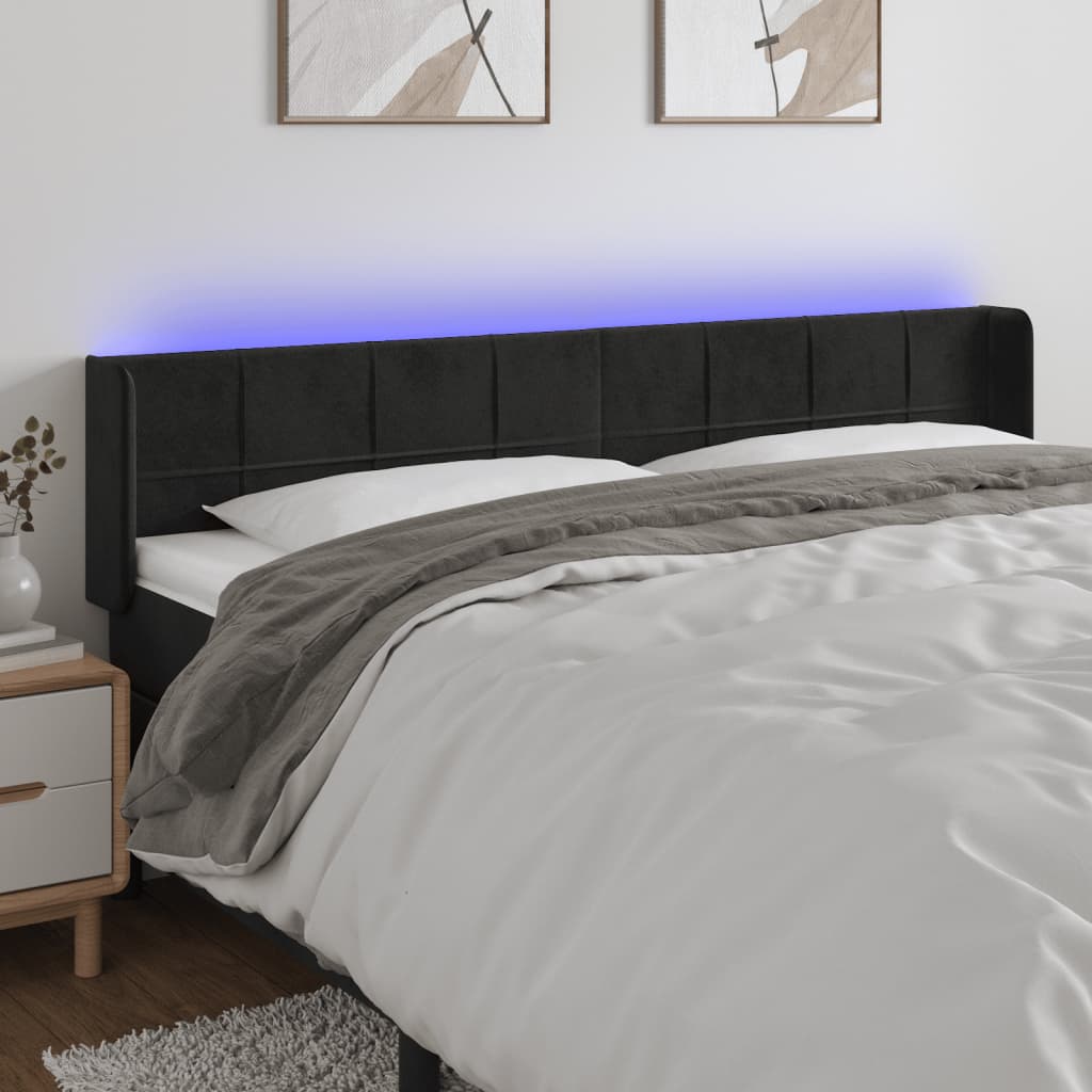 Tête de lit à LED Noir 163x16x78/88 cm Velours - XIOS