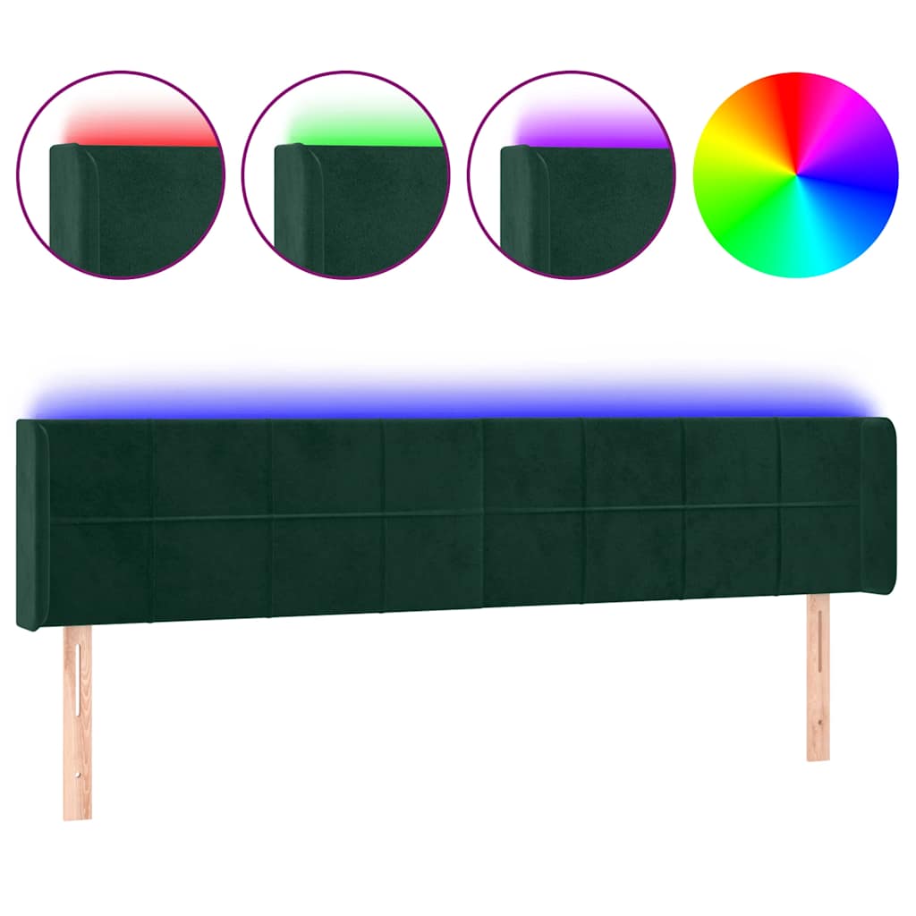 Tête de lit à LED Vert foncé 163x16x78/88 cm Velours - XIOS
