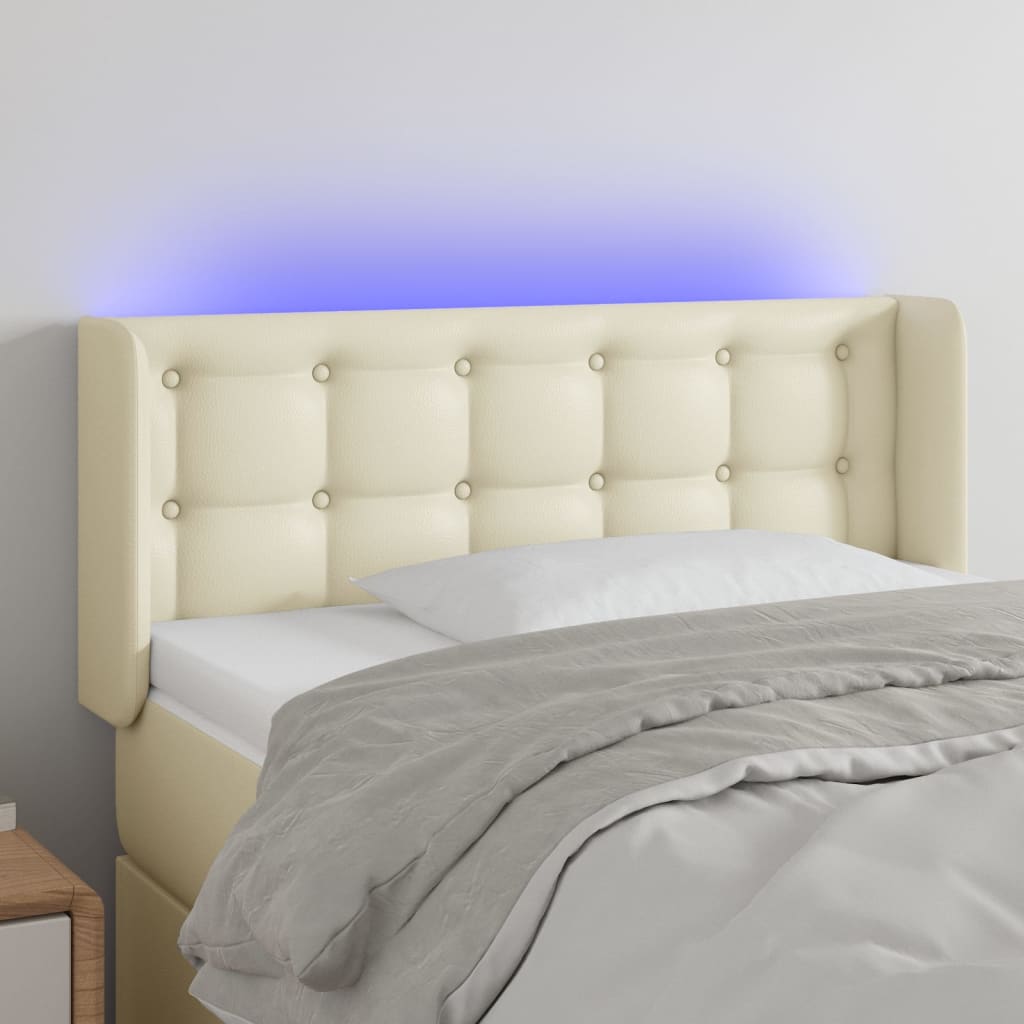 Tête de lit à LED Crème 93x16x78/88 cm Similicuir - XIOS