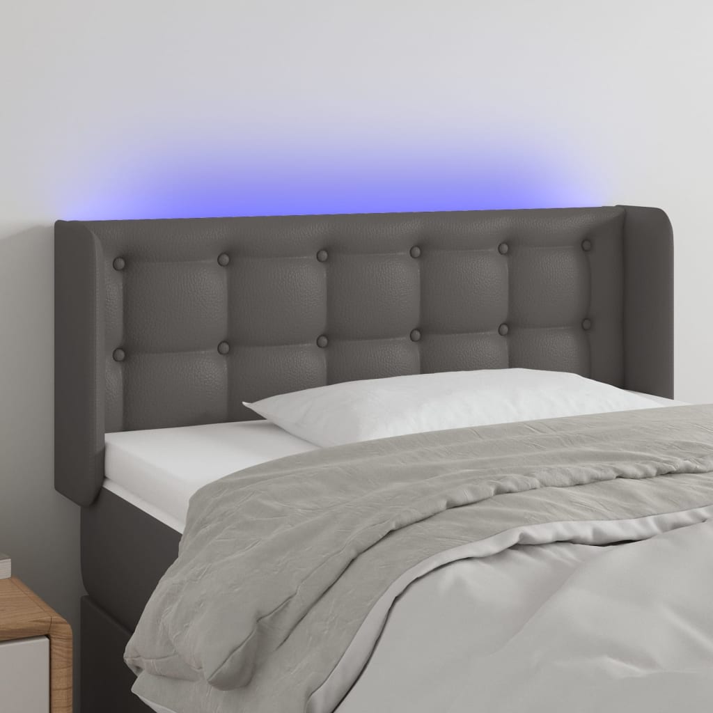 Tête de lit à LED Gris 93x16x78/88 cm Similicuir - XIOS
