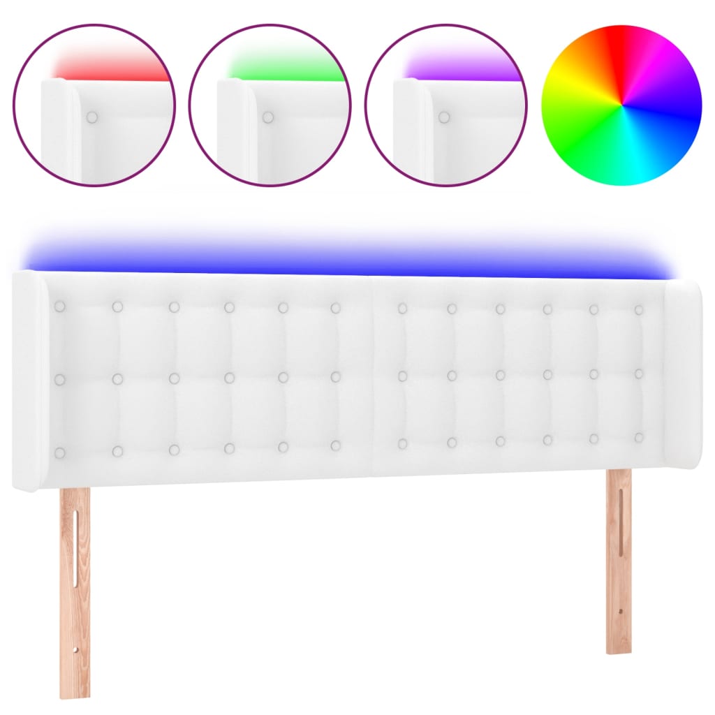 Tête de lit à LED Blanc 147x16x78/88 cm Similicuir - XIOS