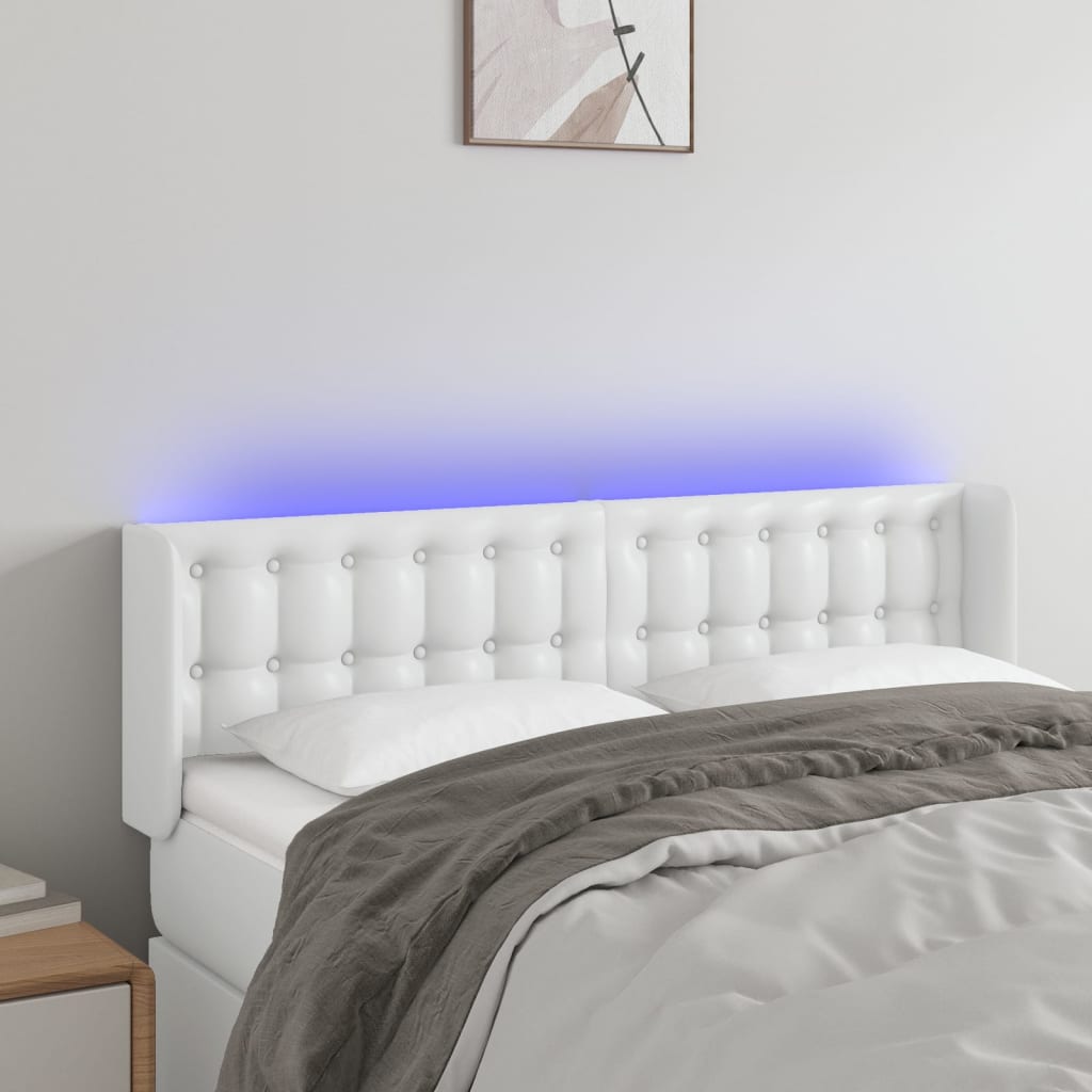 Tête de lit à LED Blanc 147x16x78/88 cm Similicuir - XIOS