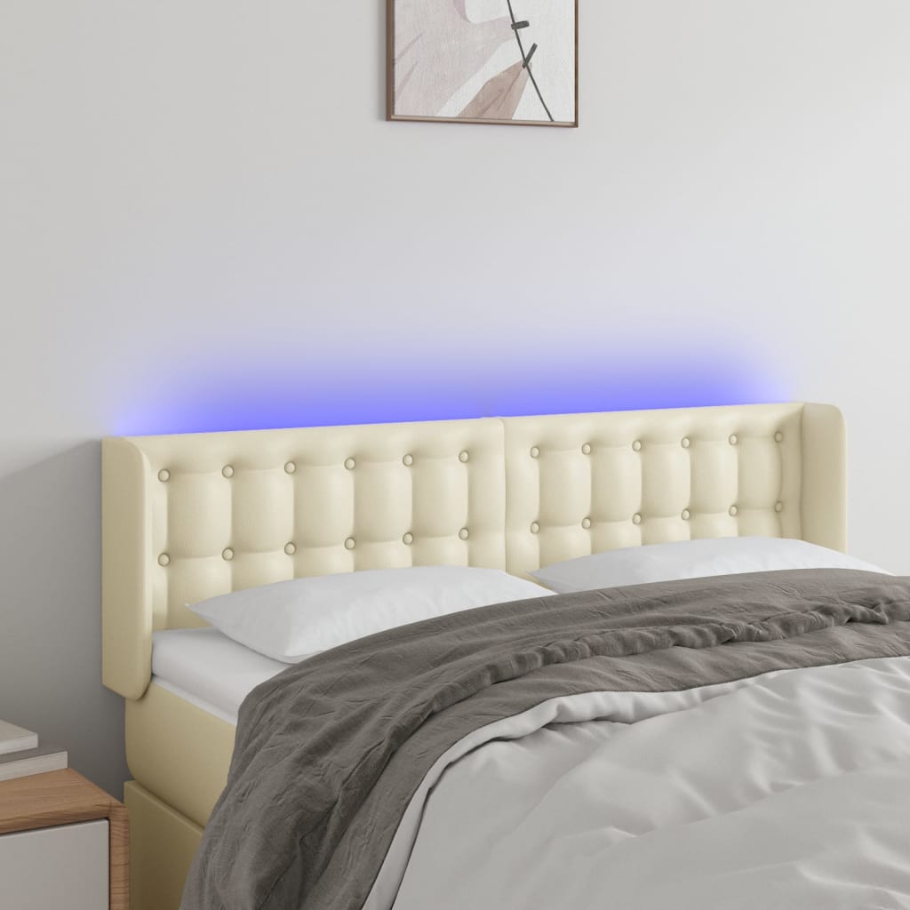 Tête de lit à LED Crème 147x16x78/88 cm Similicuir - XIOS